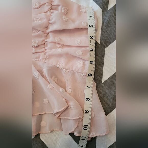 Double Crazy size medium light pink Chiffon crop tank top - Picture 6 of 7